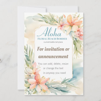 Tropical Flower Beach Invitation Template