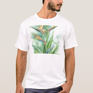Tropical Flower Bird Of Paradise Painting - Multi T-Shirt