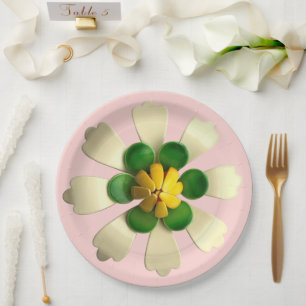 Tropical Flower Floral Spring Summer Wedding Pink Paper Plate