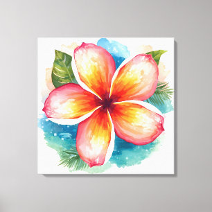 Tropical Flower, Frangipani Bloom in Paradise Canvas Print