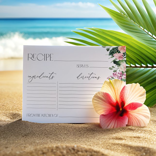 Tropical Flower Hibiscus Bridal Shower Recipe Card (Creator Uploaded)