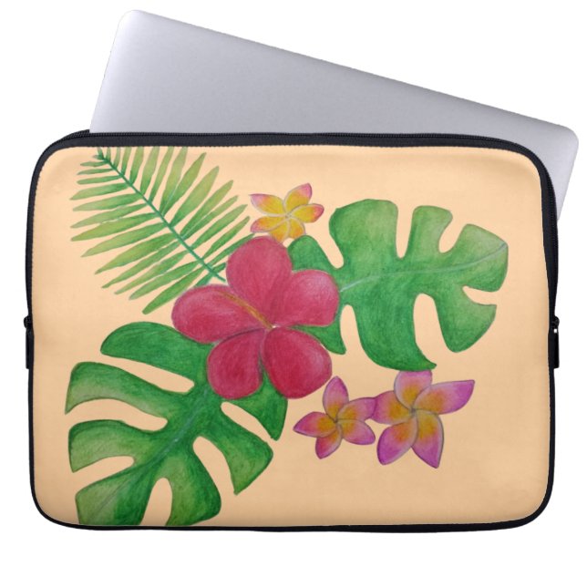Tropical flower laptop sleeve (Front)