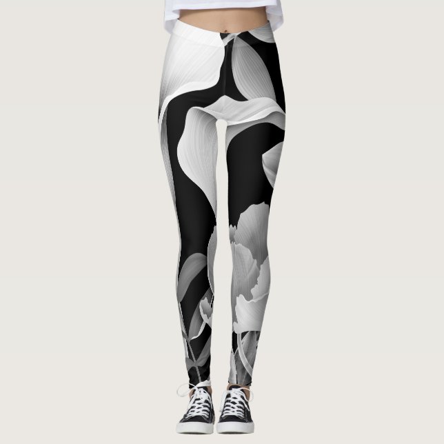 Tropical Flower Leaf: Seamless Pattern Leggings (Front)