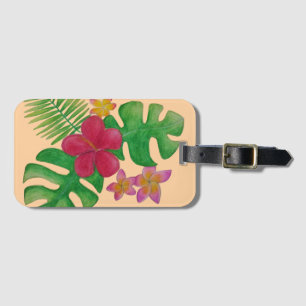 Tropical flower luggage tag