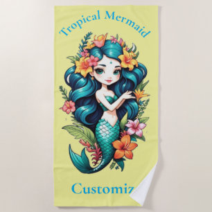 Tropical Flower Mermaid Thunder_Cove Beach Towel