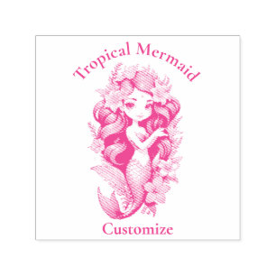 Tropical Flower Mermaid Thunder_Cove Self-inking Stamp