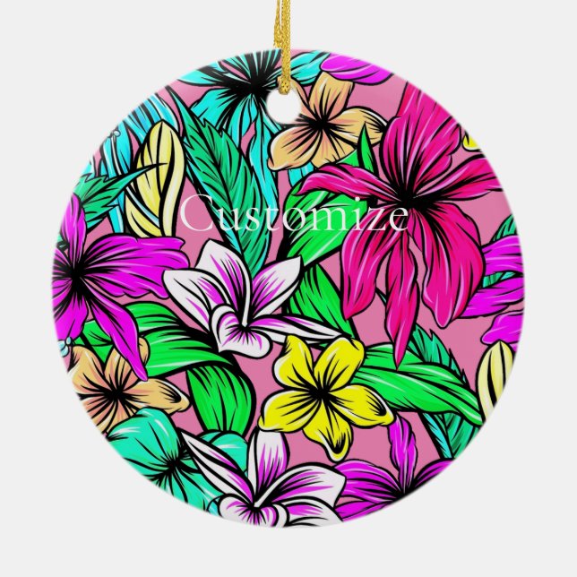 Tropical Flower Mix Thunder_Cove Ceramic Tree Decoration (Back)