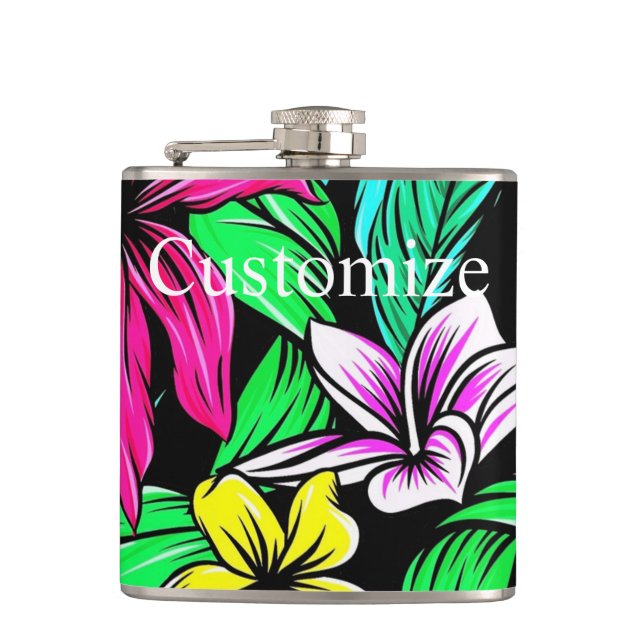 Tropical Flower Mix Thunder_Cove Hip Flask (Front)