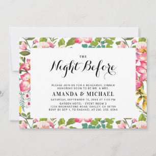 Tropical Flower   Modern Wedding Rehearsal Dinner Invitation