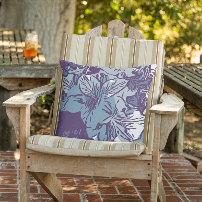 Tropical Flower Nature Print Coastal  Outdoor Pill Cushion (Chair)