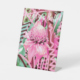 Tropical Flower of Life Wedding Buffet  Pedestal Sign