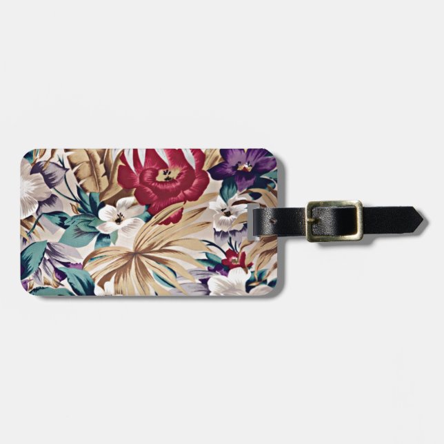 Tropical Flower Pattern in Soft Colours Luggage Tag (Front Horizontal)