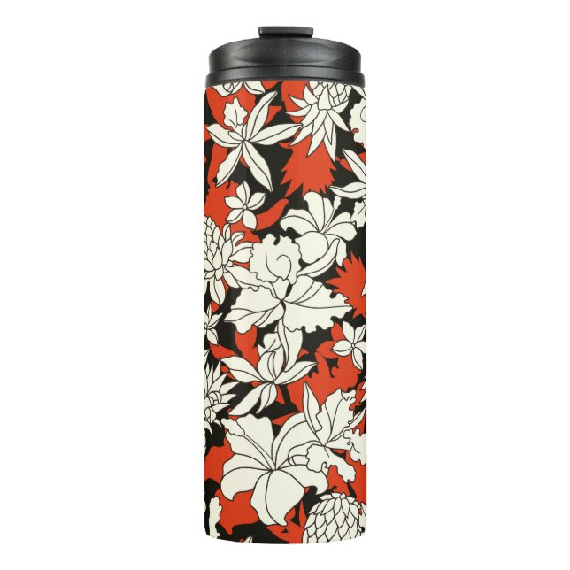 Tropical flower pattern thermal tumbler (Front)