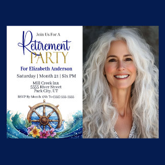 Tropical Flower Sailing Wheel Retirement Party Invitation