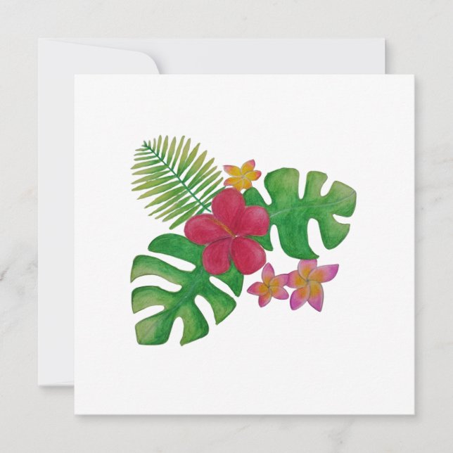 Tropical flower save the date (Front)