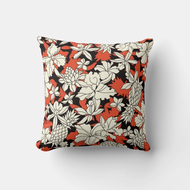 Tropical Flower Seamless Exotic Pattern Cushion (Front)