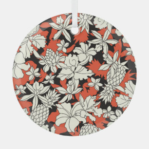Tropical Flower Seamless Exotic Pattern Glass Tree Decoration