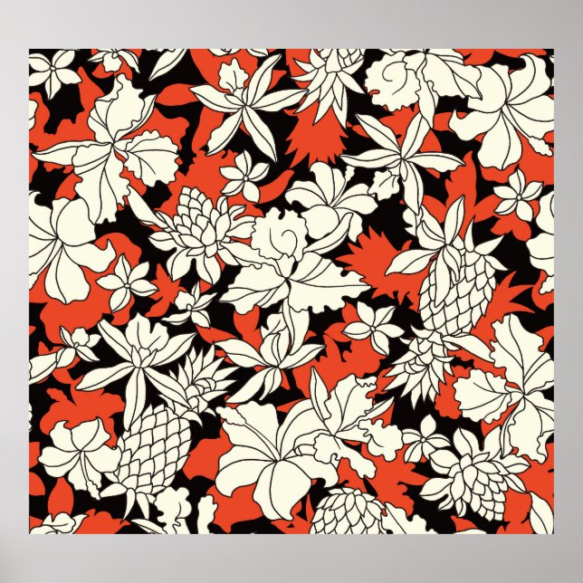 Tropical Flower Seamless Exotic Pattern Poster (Front)
