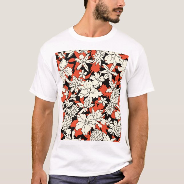 Tropical Flower Seamless Exotic Pattern T-Shirt (Front)