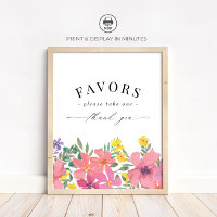 Tropical Flower Shower Favours Sign