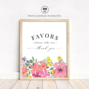 Tropical Flower Shower Favours Sign