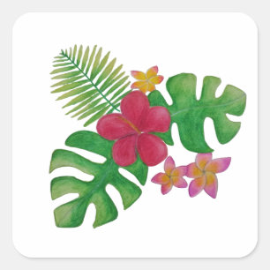 Tropical flower square sticker