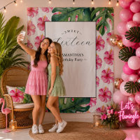 Tropical Flower Sweet 16 Birthday Party Background