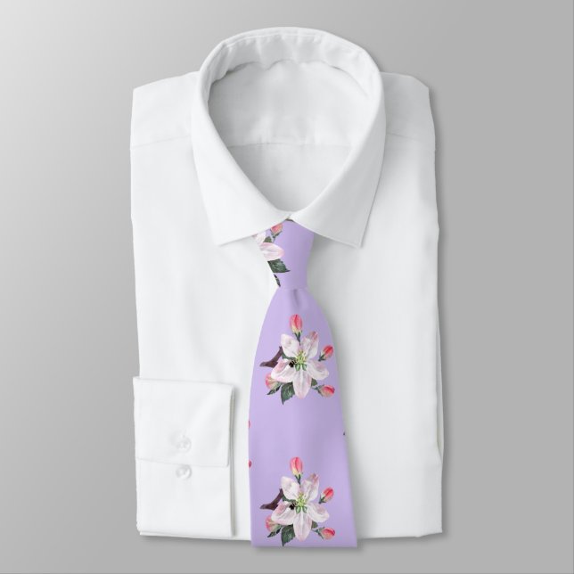 Tropical Flower With Bee Pattern Tie (Tied)