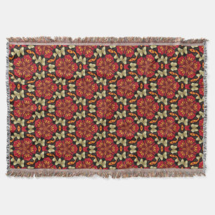 Tropical Flowers And Butterflies Mandala Throw Blanket