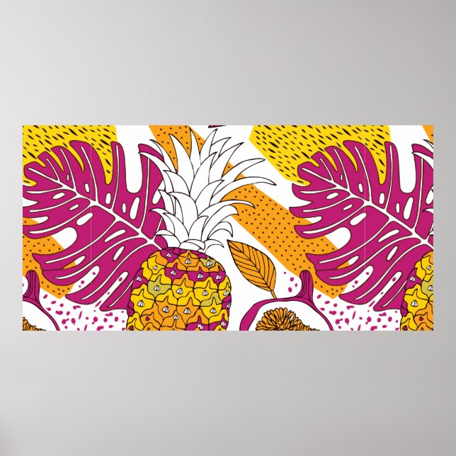 Tropical flowers and fruits,bright exotic print (Front)