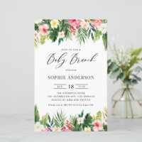 Tropical Flowers and Greenery Baby Brunch Invite