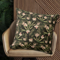 Tropical Flowers and Greenery Black