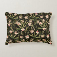 Tropical Flowers and Greenery Black