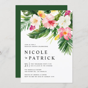 Tropical Flowers and Greenery Couples Shower Invitation