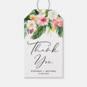 Tropical Flowers and Greenery Wedding Thank You Gift Tags
