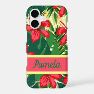 Tropical flowers and leaves