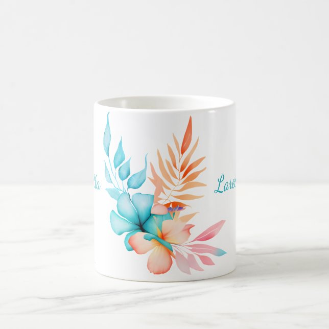 Tropical Flowers and Leaves Coffee Mug (Center)