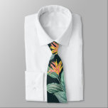 Tropical Flowers and Leaves on Dark Teal Green Tie<br><div class="desc">A modern floral collage pattern of sage green tropical leaves, plants and blooming exotic orange and yellow heliconia flowers on a dark teal green background, this men's neck tie is cool for the office, a night on the town, wedding tie, groom's tie, groomsmen's tie or give as a gift to...</div>