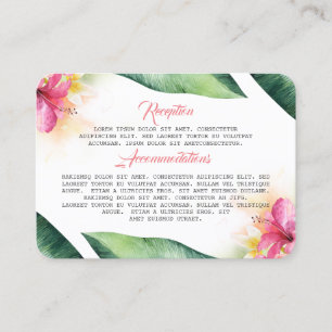 Tropical Flowers and Palm Leaves Beach Wedding Business Card