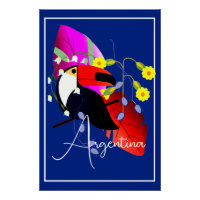 Tropical Flowers and Toucan