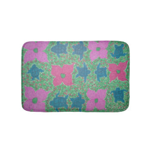 Tropical Flowers and Turtles Bath Mat