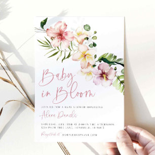 Tropical Flowers Baby Shower, Baby in Bloom Invitation