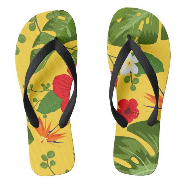 Tropical Flowers Background 10 Jandals (Footbed)