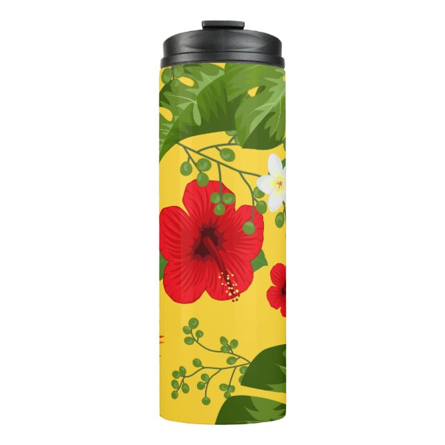 Tropical Flowers Background 10 Thermal Tumbler (Front)