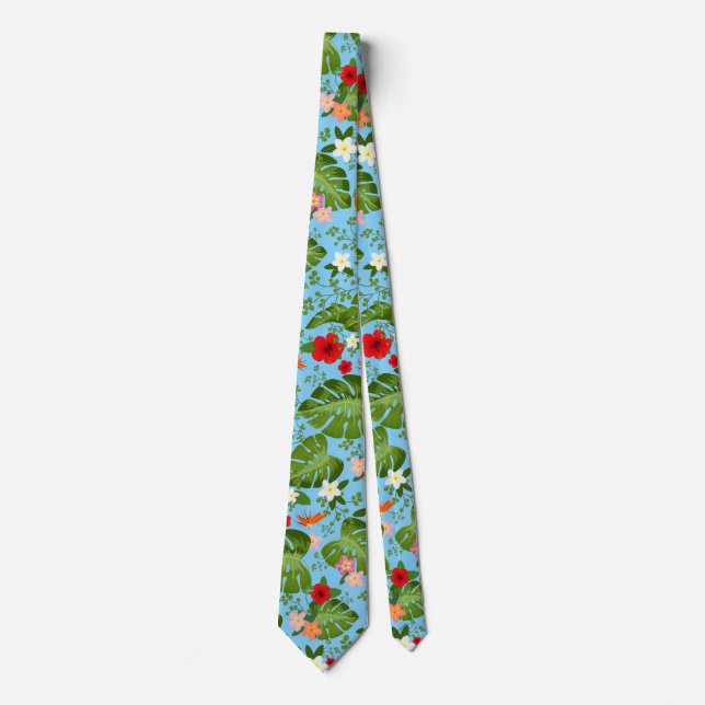 Tropical Flowers Background 11 Tie (Front)