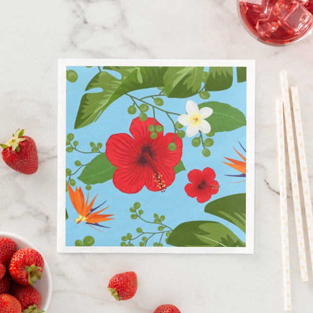 Tropical Flowers Background 12 Napkin (Insitu)