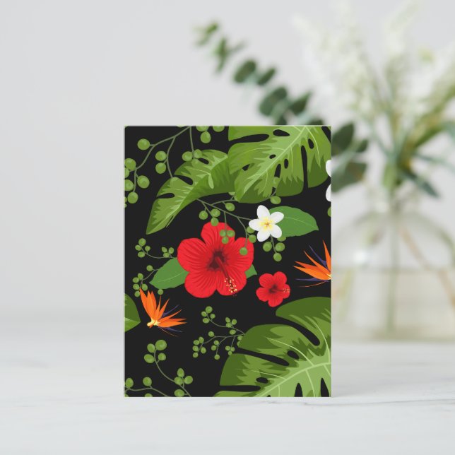 Tropical Flowers Background 4 Holiday Postcard (Standing Front)