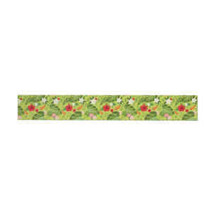Tropical Flowers Background 5 Wrap Around Label