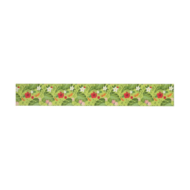 Tropical Flowers Background 5 Wrap Around Label (Individual)