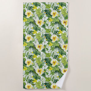 Tropical Flowers Beach Towel